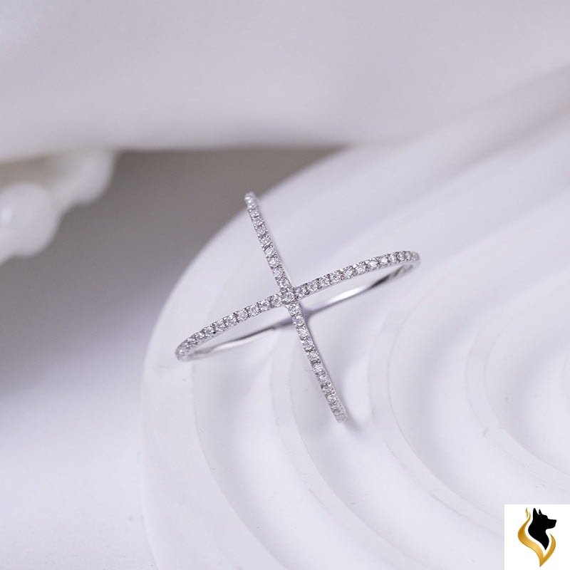 925 Sterling Silver Moissanite Crisscross Ring