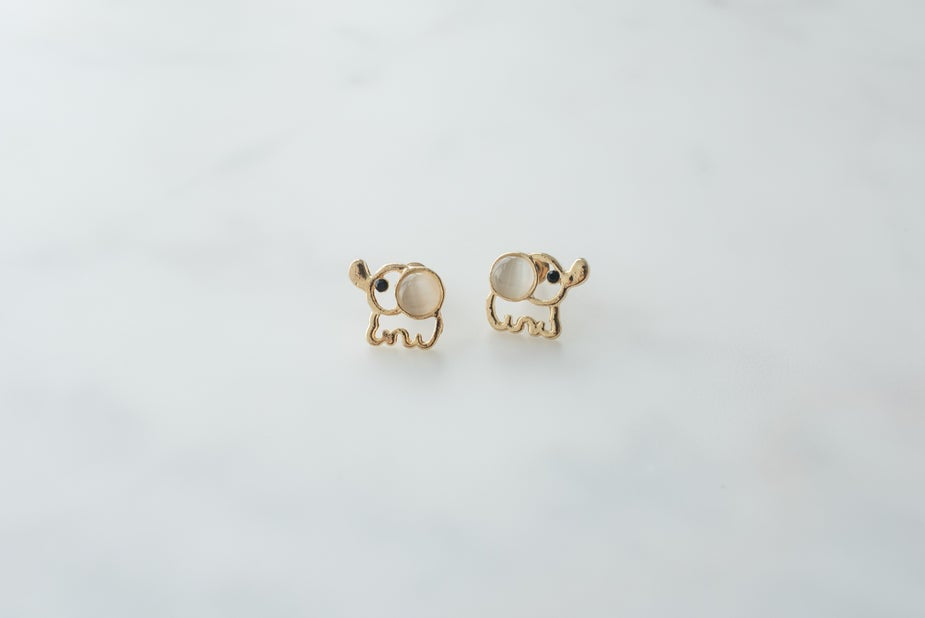 Gold Elephant Earrings-Earrings