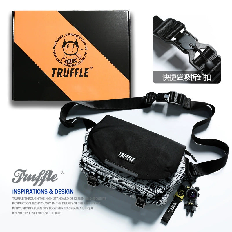 TRUFFLE Fashion One Shoulder Crossbody Bag Men's Casual Shoulder Bag Women's Trend Korean Student Postman Bag-