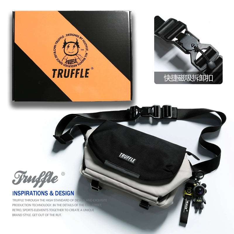 TRUFFLE Fashion One Shoulder Crossbody Bag Men's Casual Shoulder Bag Women's Trend Korean Student Postman Bag-
