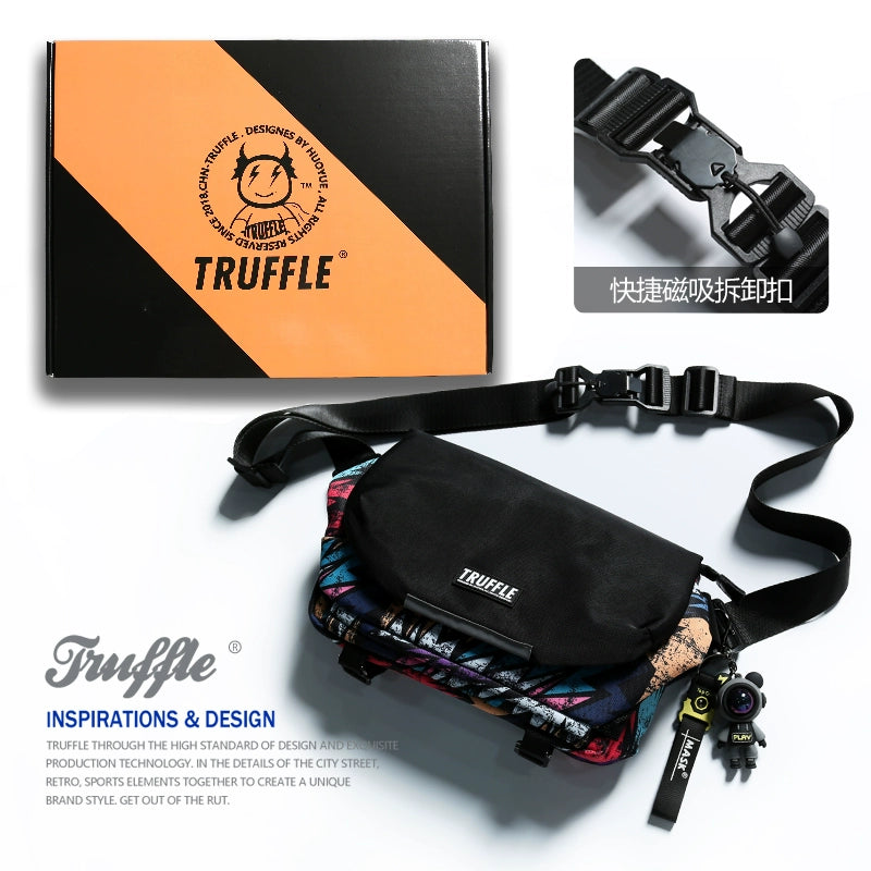 TRUFFLE Fashion One Shoulder Crossbody Bag Men's Casual Shoulder Bag Women's Trend Korean Student Postman Bag-