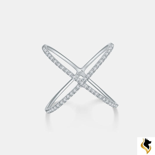 925 Sterling Silver Moissanite Crisscross Ring