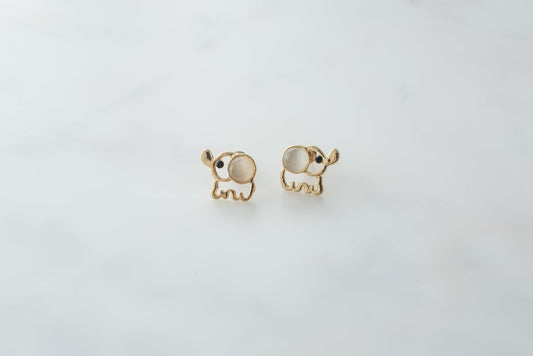 Gold Elephant Earrings-Earrings