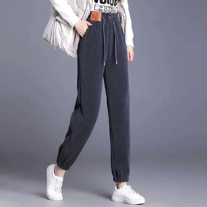 European corduroy harem pants women's new spring and autumn outerwear thin section comfortable chenille casual trousers summer-
