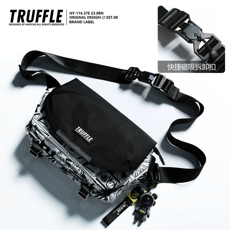 TRUFFLE Fashion One Shoulder Crossbody Bag Men's Casual Shoulder Bag Women's Trend Korean Student Postman Bag-
