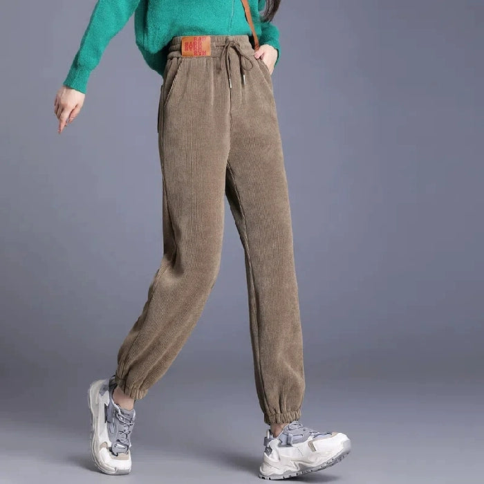 European corduroy harem pants women's new spring and autumn outerwear thin section comfortable chenille casual trousers summer-