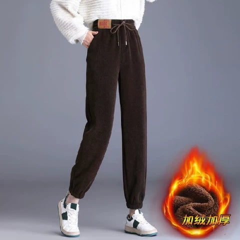 European corduroy harem pants women's new spring and autumn outerwear thin section comfortable chenille casual trousers summer-