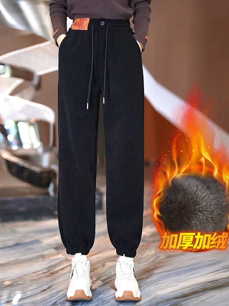 European corduroy harem pants women's new spring and autumn outerwear thin section comfortable chenille casual trousers summer-