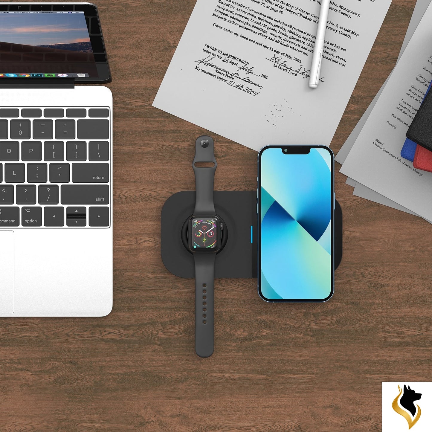 2-in-1 charging station 15W fast wireless charging Pad-