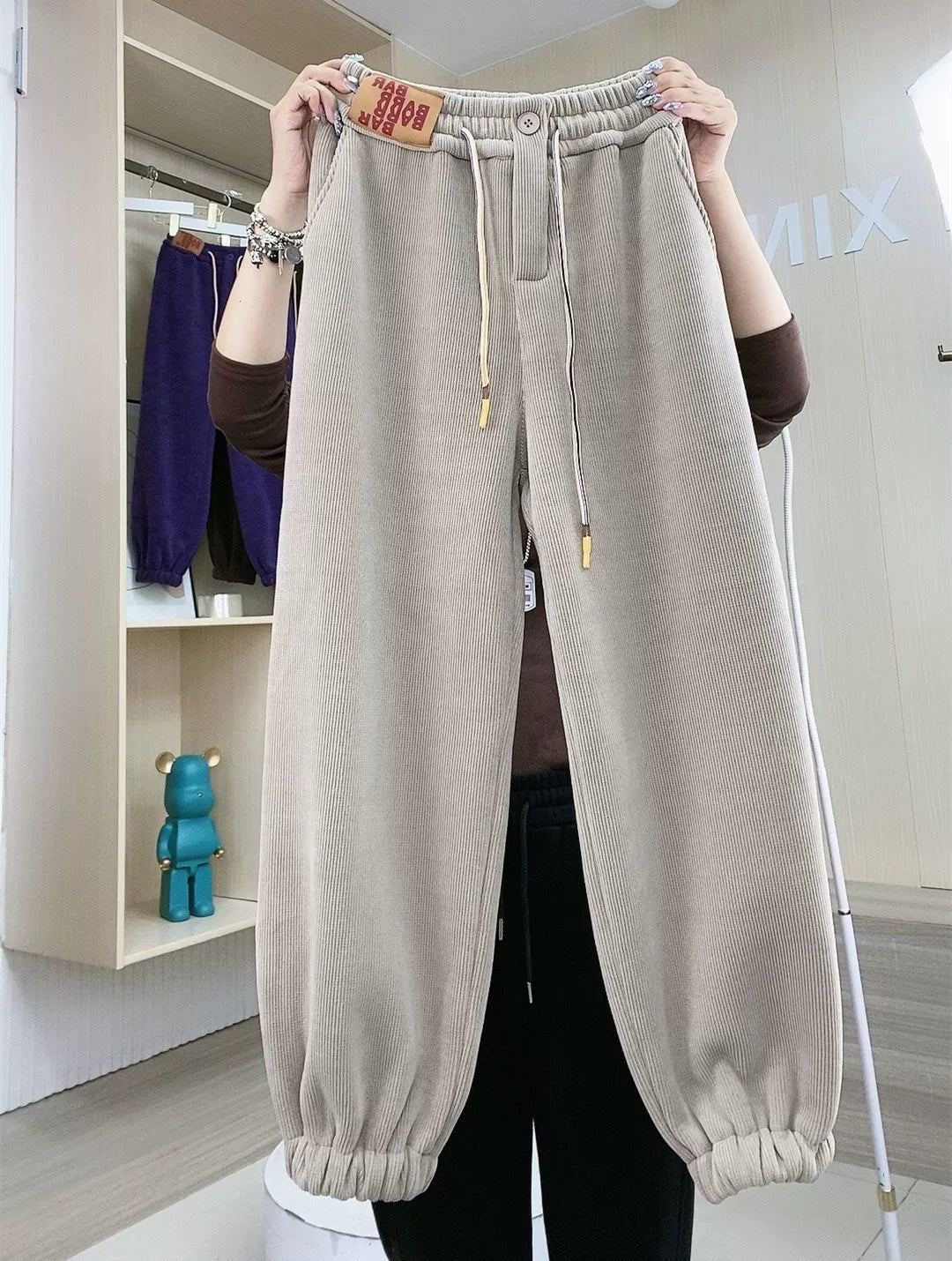 European corduroy harem pants women's new spring and autumn outerwear thin section comfortable chenille casual trousers summer-
