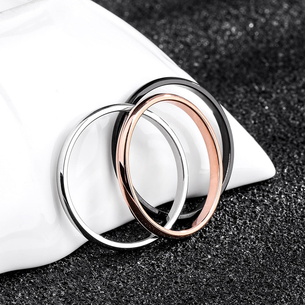 KNOCK Titanium Steel  Rose Gold  Anti allergy Smooth  Simple Wedding Couples Rings Bijouterie for Man or Woman Gift-