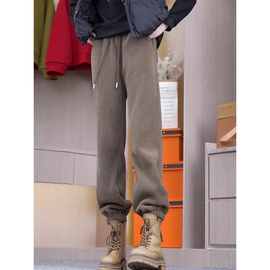 European corduroy harem pants women's new spring and autumn outerwear thin section comfortable chenille casual trousers summer-