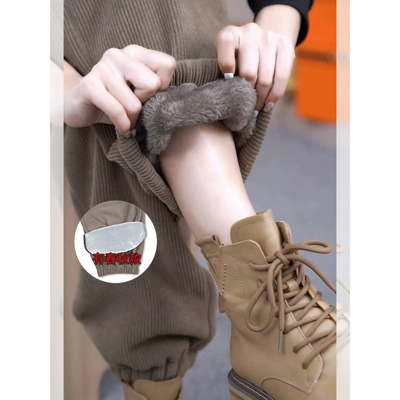 European corduroy harem pants women's new spring and autumn outerwear thin section comfortable chenille casual trousers summer-